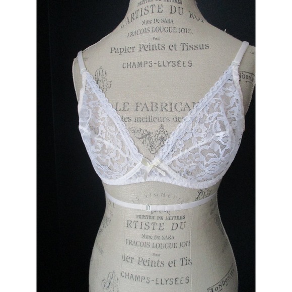 Vintage Jezebel Renee of Hollywood White Lace Backless Bra Size 36B - Picture 1 of 10